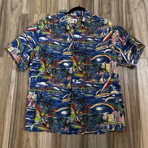 VTG Iolani Hawaiian Camp Shirt Mens Medium* Dolphins Button Up‎ USA Made Travel